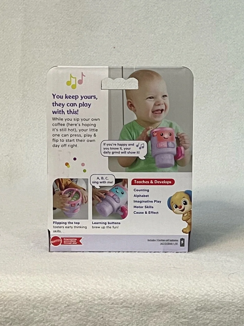Fisher-Price Laugh & Learn Coffee Mugs 3-Pack Bundle Pink Gray Camo Toddler NEW